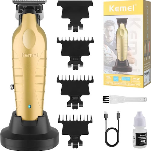 Kemei 2099 Akku-Trimmer mit Zero-Gap-Klinge im Set