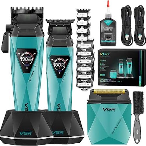 VGR V-877 S3 Profi-Haarschneidemaschine, Trimmer und Folienrasierer Set Teal