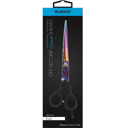 Black Ice Stylish Off Set Grip Holo & Black Friseurschere 7" mit Offset-Griff