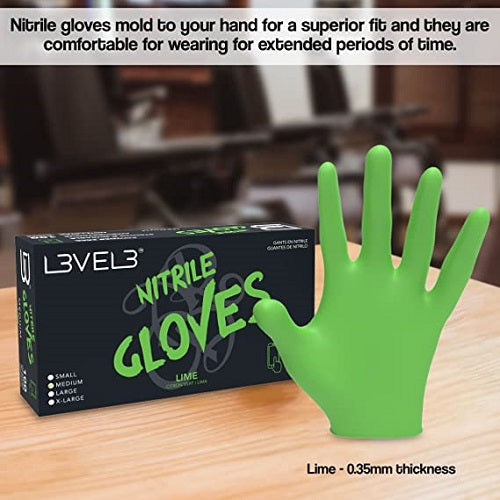 L3VEL3 Professional Nitrilhandschuhe Lime, Größe XL, 100 Stück