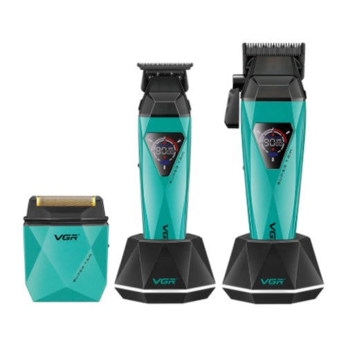 VGR V-877 S3 Profi-Haarschneidemaschine, Trimmer und Folienrasierer Set Teal