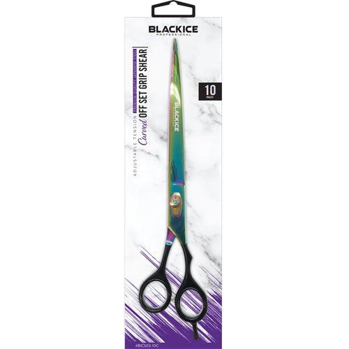 Black Ice Stylish Off Set Grip Holo & Black Gebogene Friseurschere 10" mit Offset-Griff