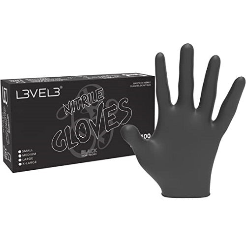 L3VEL3 Professional Nitrilhandschuhe Schwarz, Größe M, 100 Stück