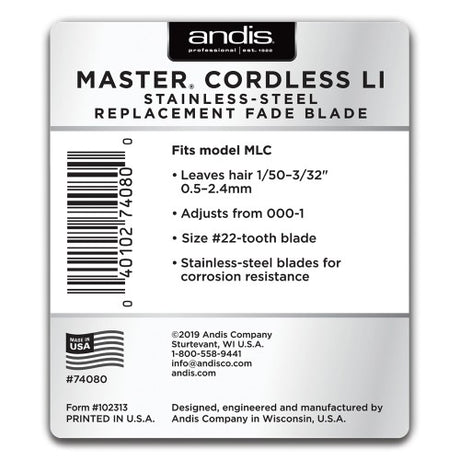 Andis Master Cordless Li Scherkopf Edelstahl 000–1 (0,5–2,4 mm)