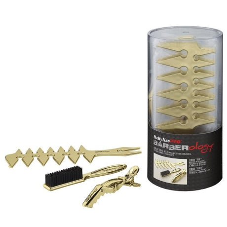 BaByliss PRO Barberology Gold Trio Mix – Fade-Bürste, Kämme & Clips