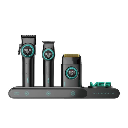 VGR V-Stepless Pro 3-in-1 Set: Haarschneidemaschine, Trimmer und Rasierer