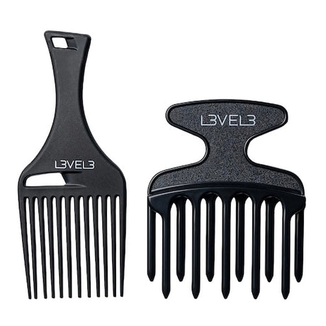 L3VEL3 Afro-Pick-Set 2-teilig aus hitzebeständigem Harz