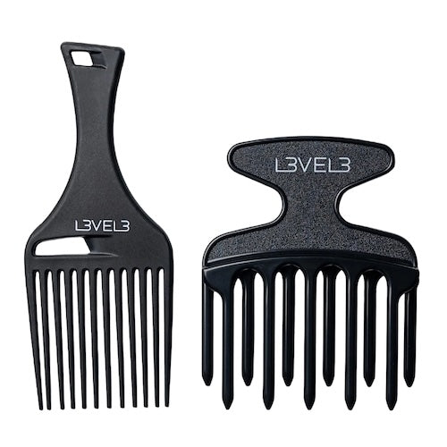 L3VEL3 Afro-Pick-Set 2-teilig aus hitzebeständigem Harz