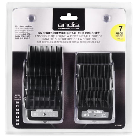 Andis BG Series Premium Aufsteckkämme mit Metallclip, 7-teilig