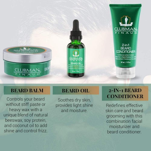 Clubman Pinaud Bart-Set 3-in-1 mit Conditioner, Balsam und Öl