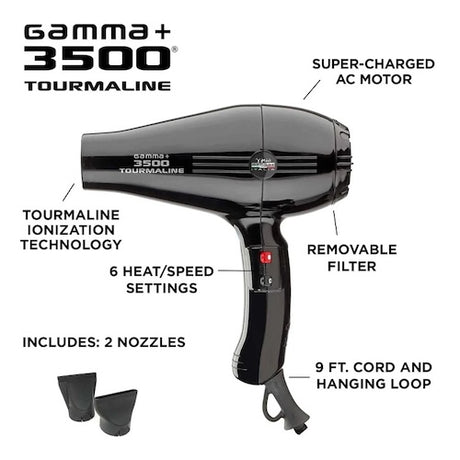 Gamma+ Professional 3500 Haartrockner mit Turmalin-Ionen, 68 dB