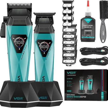 VGR V-877 S2 Profi-Haarschneidemaschine und Trimmer Set Teal – 9.000 U/min