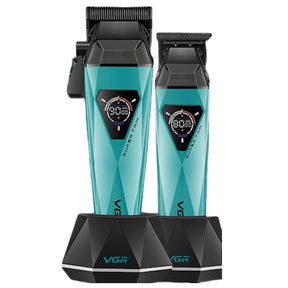 VGR V-877 S2 Profi-Haarschneidemaschine und Trimmer Set Teal – 9.000 U/min