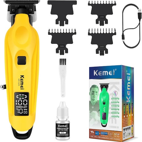 Kemei 1693 Akku-Trimmer mit T-Klinge und LED-Display