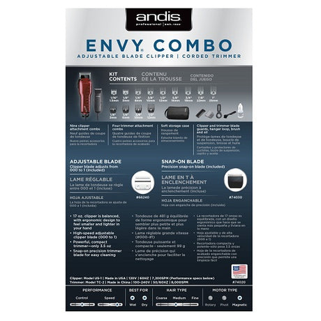 Andis Envy Combo: Haarschneidemaschine & T-Blade Trimmer