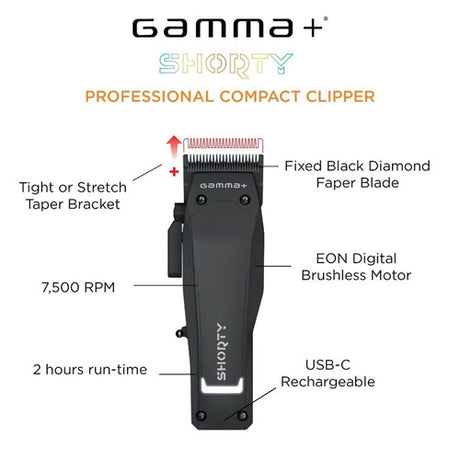 Gamma+ Shorty kompakte Akku-Haarschneidemaschine mit EON-Brushless-Motor