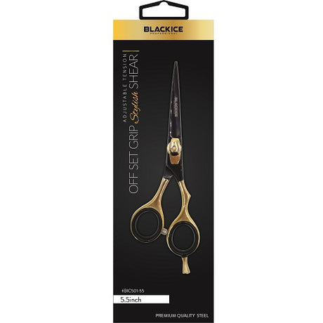 Black Ice Stylish Off Set Grip Friseurschere Black & Gold 5,5 Zoll