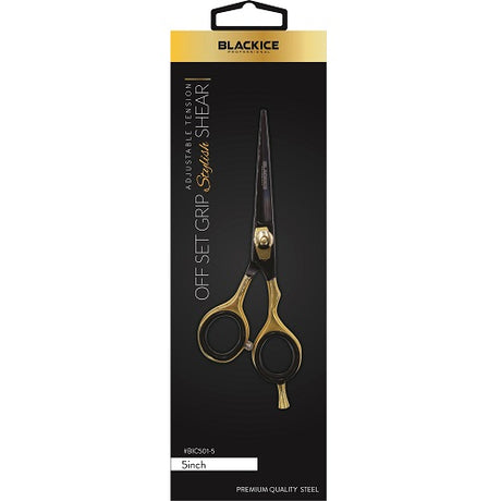 Black Ice Stylish Off Set Grip Friseurschere Black & Gold 5 Zoll