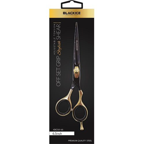 Black Ice Stylish Off Set Grip Friseurschere Black & Gold 6,5 Zoll