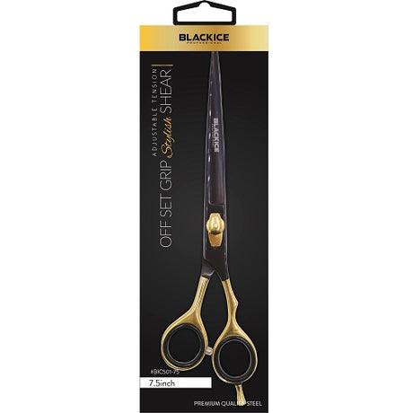 Black Ice Stylish Off Set Grip Friseurschere Black & Gold 7,5 Zoll