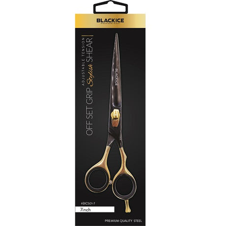 Black Ice Stylish Off Set Grip Friseurschere Black & Gold 7 Zoll