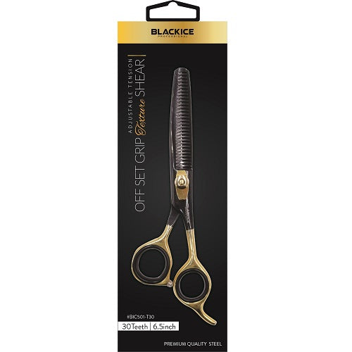 Black Ice Stylish Off Set Grip Modellierschere Black & Gold 6,5 Zoll 30 Zähne
