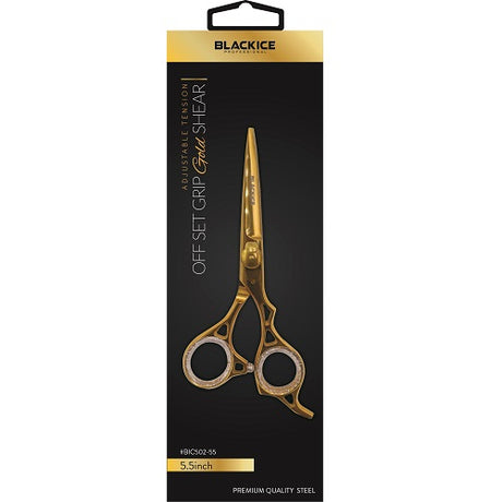 Black Ice Stylish Off Set Grip Friseurschere Gold 5,5 Zoll aus Edelstahl