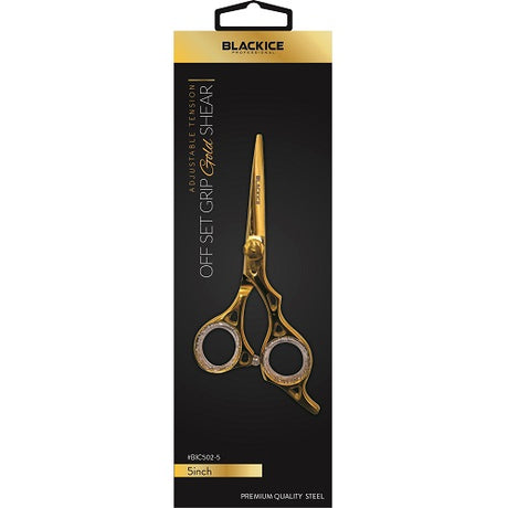 Black Ice Stylish Off Set Grip Friseurschere Gold 5 Zoll aus Edelstahl