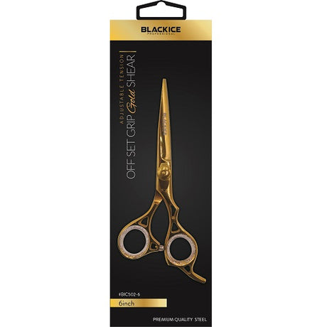 Black Ice Stylish Off Set Grip Friseurschere Gold 6 Zoll aus Edelstahl