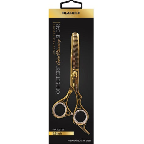 Black Ice Stylish Off Set Grip Effilierschere Gold 6,5 Zoll aus Edelstahl