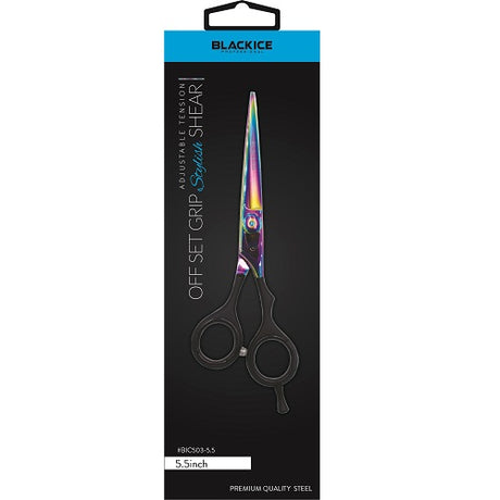 Black Ice Stylish Off Set Grip Holo & Black Friseurschere 5,5" mit Offset-Griff