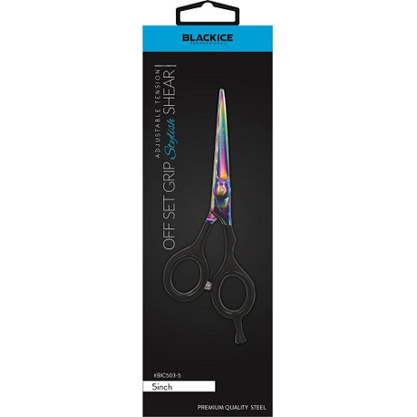 Black Ice Stylish Off Set Grip Holo & Black Friseurschere 5" mit Offset-Griff