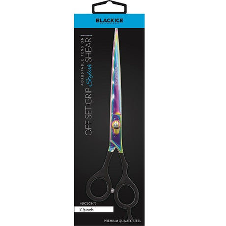 Black Ice Stylish Off Set Grip Holo & Black Friseurschere 7,5" mit Offset-Griff