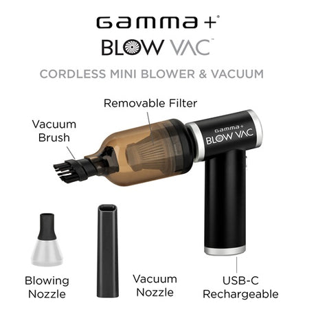 Gamma+ BLOW VAC Akku-Gebläse und Mini-Staubsauger mit LED