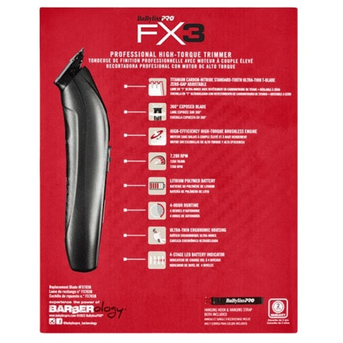 BaByliss PRO FX3 Black Akku-Trimmer mit 360°-T-Klinge