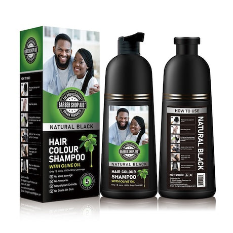 Barber Shop Aid Färbeshampoo Naturschwarz, Grauabdeckung 200 ml