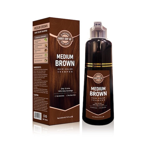 Barber Shop Aid Färbeshampoo Mittelbraun, Grauabdeckung 200 ml