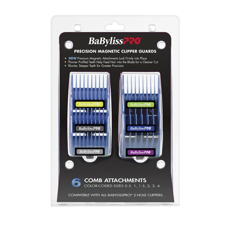 BaBylissPRO Magnetische Aufsteckkämme Blau, 6er-Set