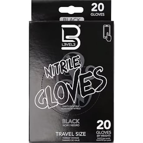 L3VEL3 Nitril-Handschuhe Reisepackung Schwarz, Größe XL, 20 Stück