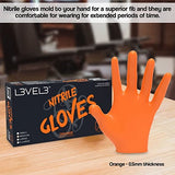 L3VEL3 Nitril-Handschuhe Orange, Größe M, 100 Stück, puderfrei