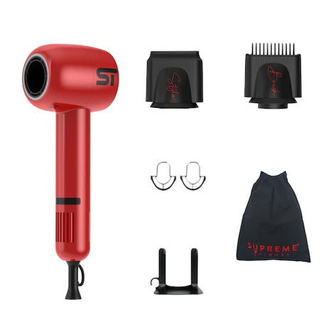Supreme Trimmer Professional Haartrockner Rot mit Magnetdüse und Reisetasche