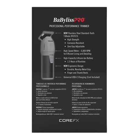 BaByliss PRO CoreFX Akku-Trimmer mit Edelstahl-T-Klinge