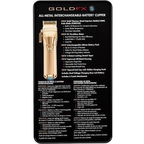BaBylissPRO FXONE GoldFX Akku-Haarschneidemaschine aus Vollmetall