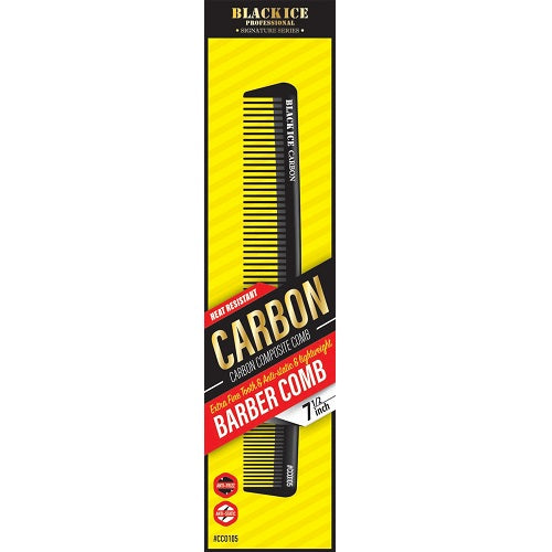 Black Ice Carbon Barber Comb 7,5" – antistatischer Barbierkamm