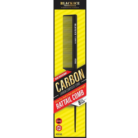 Black Ice Carbon Rat Tail Comb 8,5" – Stielkamm aus Carbon