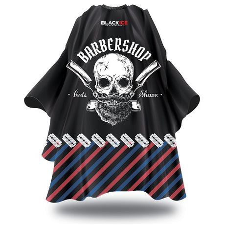 Black Ice Skull Haarschneideumhang – wasserabweisend, mit Totenkopf-Motiv