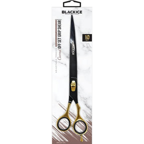 Black Ice Stylish Off Set Grip gebogene Friseurschere Black & Gold 10 Zoll