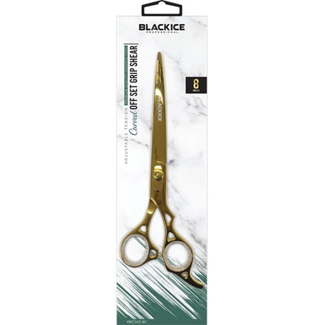 Black Ice Stylish Off Set Grip gebogene Friseurschere Gold 8 Zoll