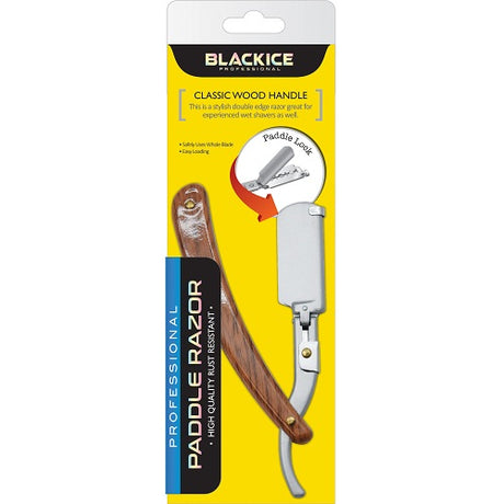 Black Ice Paddle-Rasiermesser mit Holzgriff und Paddle Lock