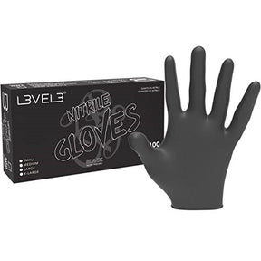 L3VEL3 Professional Nitrilhandschuhe Schwarz, Größe M, 100 Stück